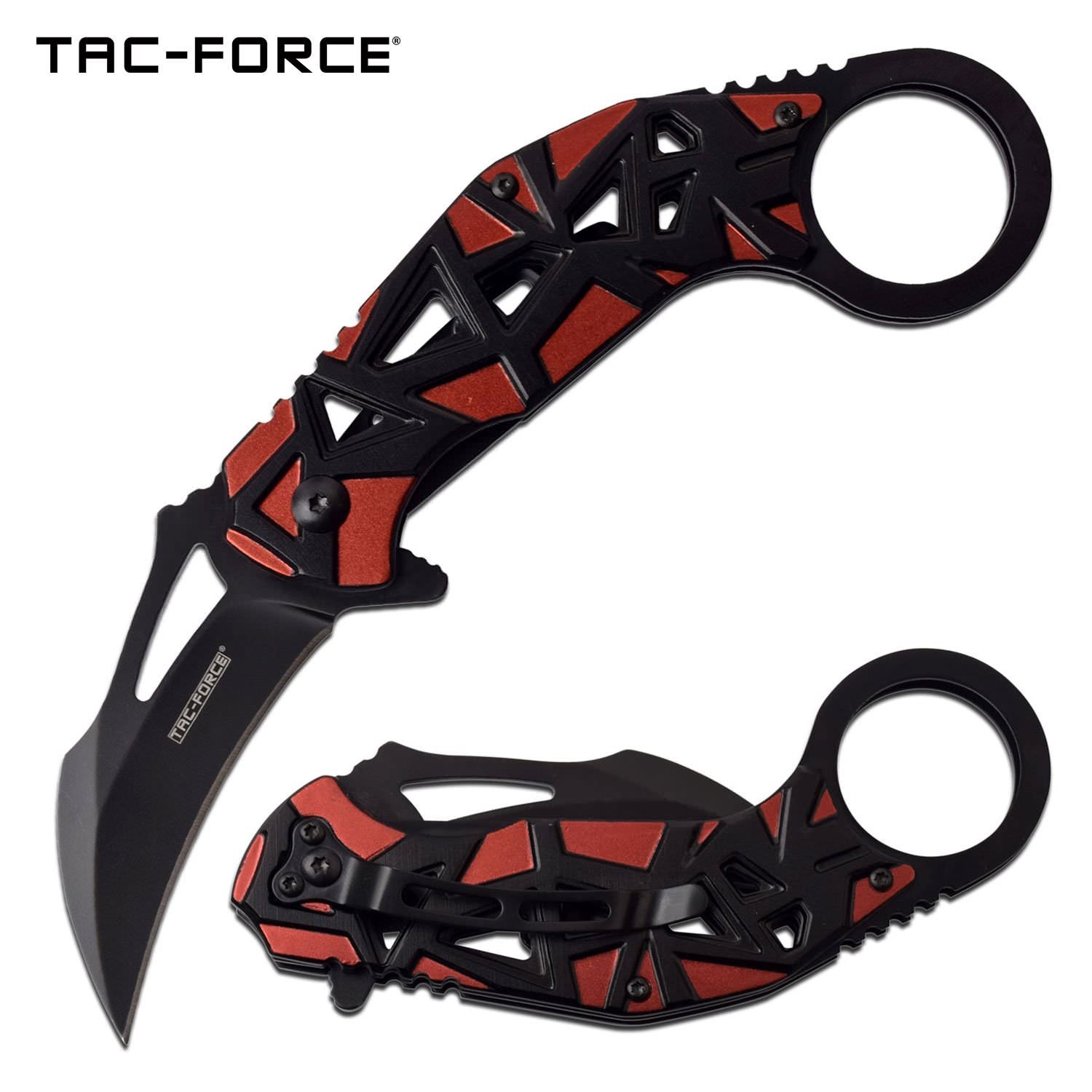 Tac Force Karambit Spring Assisted Folding Pocket Knife Red - Tophatter's Army Products & Self Defense Collectible Weapons - Tophatter Daily Deals